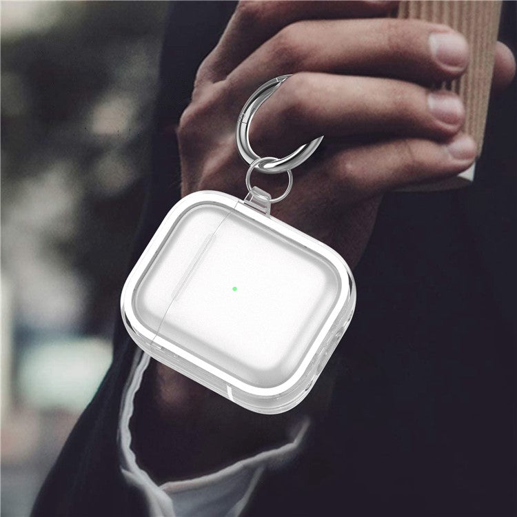 For Apple AirPods with Charging Case (2016) / (2019) / AirPods with Wireless Charging Case (2019) PC+TPU Transparent Dual-color Design Bluetooth Earphone Case Anti-drop Charging Box - White