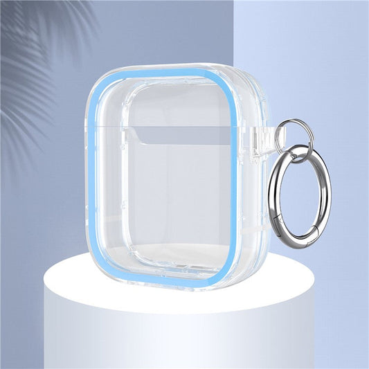 For Apple AirPods with Charging Case (2016) / (2019) / AirPods with Wireless Charging Case (2019) PC+TPU Transparent Dual-color Design Bluetooth Earphone Case Anti-drop Charging Box - Blue