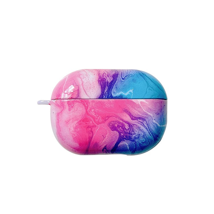 For Xiaomi Redmi Buds 4 Pro Earphone Case Hard PC Stylish Marble Pattern Water Transfer Printing Charging Box Protective Cover - Pink Blue Marble