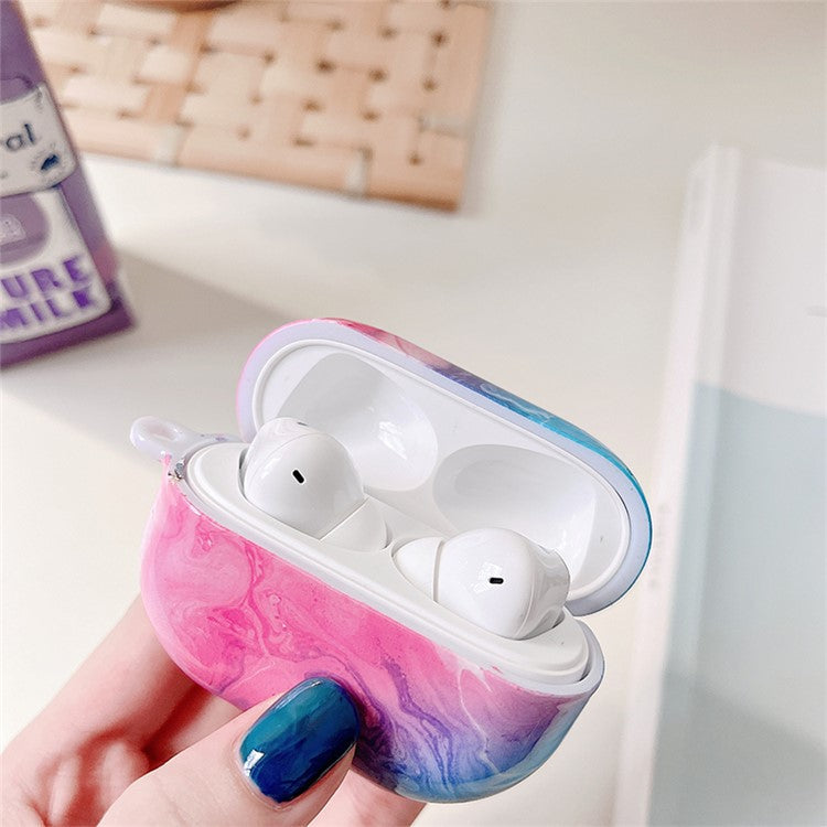 For Xiaomi Redmi Buds 4 Pro Earphone Case Hard PC Stylish Marble Pattern Water Transfer Printing Charging Box Protective Cover - Pink Blue Marble