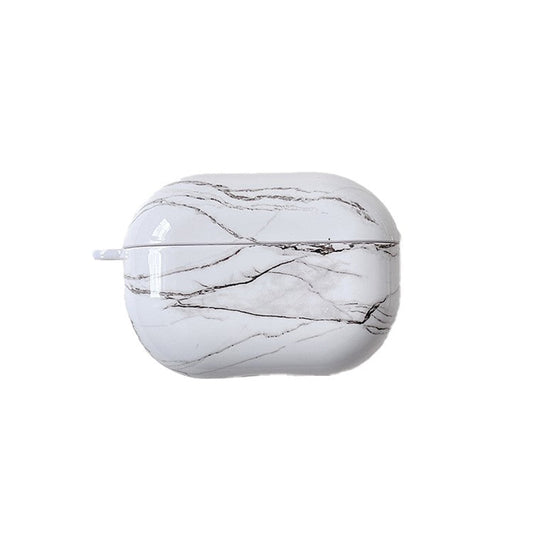 For Xiaomi Redmi Buds 4 Pro Earphone Case Hard PC Stylish Marble Pattern Water Transfer Printing Charging Box Protective Cover - White Marble