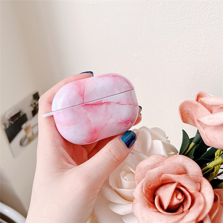 For Xiaomi Redmi Buds 4 Pro Earphone Case Hard PC Stylish Marble Pattern Water Transfer Printing Charging Box Protective Cover - Pink White Marble