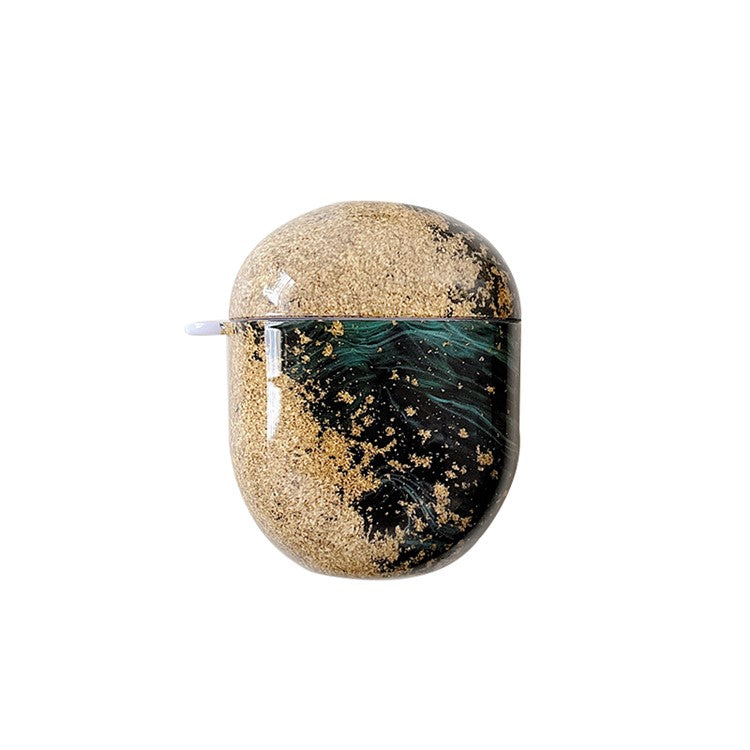 For Xiaomi Redmi Buds 4 Hard PC Marble Pattern Water Transfer Printing Earphone Charging Case Anti-drop Protective Cover - Black Gold Marble