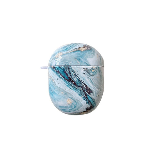For Xiaomi Redmi Buds 4 Hard PC Marble Pattern Water Transfer Printing Earphone Charging Case Anti-drop Protective Cover - Blue Gold Marble