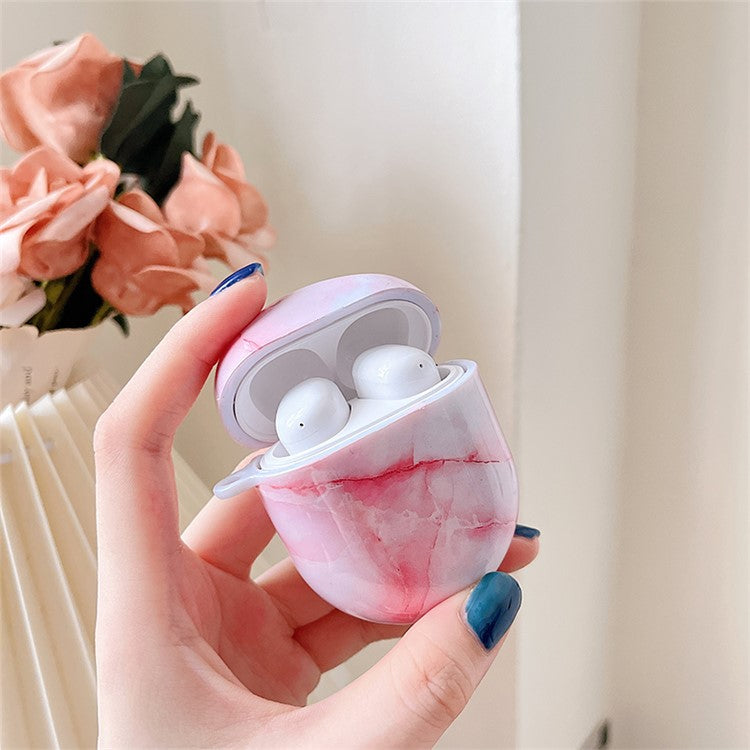 For Xiaomi Redmi Buds 4 Hard PC Marble Pattern Water Transfer Printing Earphone Charging Case Anti-drop Protective Cover - Pink White Marble
