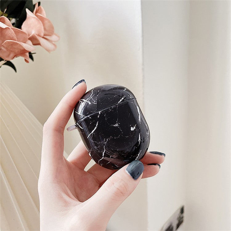 For Xiaomi Redmi Buds 4 Hard PC Marble Pattern Water Transfer Printing Earphone Charging Case Anti-drop Protective Cover - Black Marble