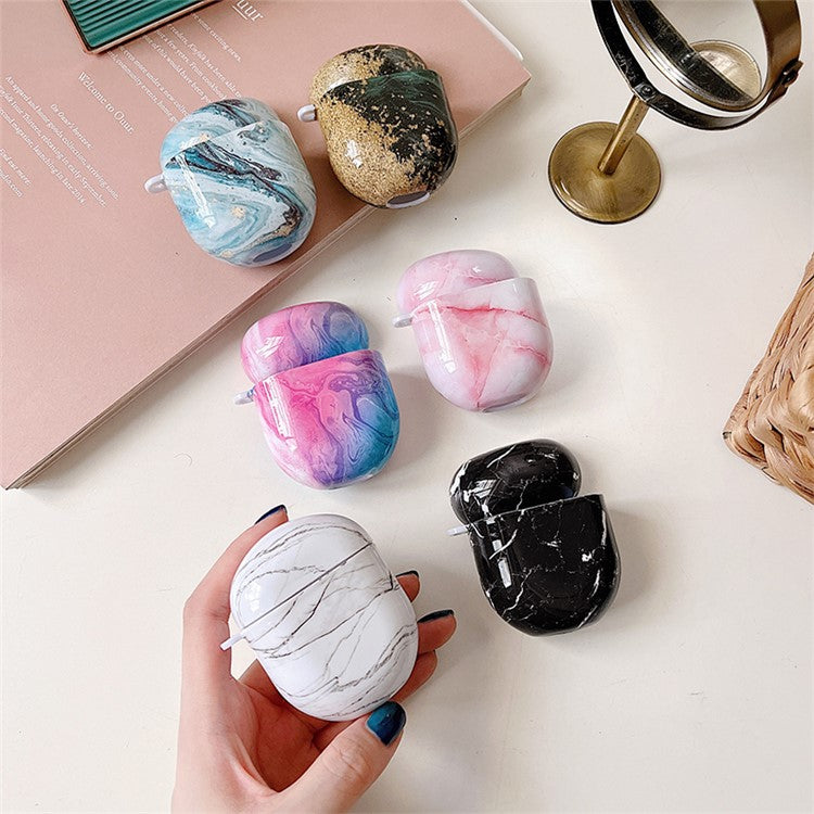 For Xiaomi Redmi Buds 4 Hard PC Marble Pattern Water Transfer Printing Earphone Charging Case Anti-drop Protective Cover - Black Marble