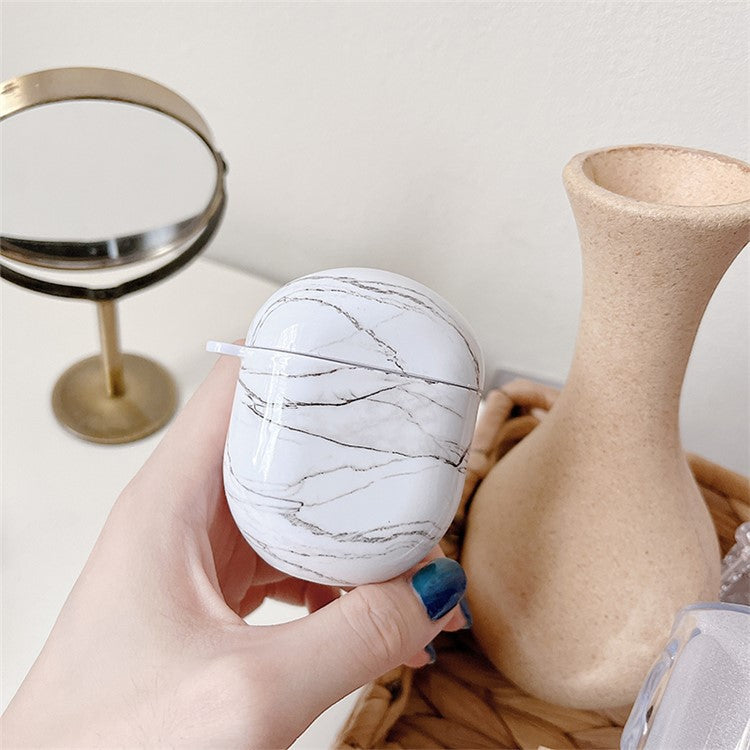 For Xiaomi Redmi Buds 4 Hard PC Marble Pattern Water Transfer Printing Earphone Charging Case Anti-drop Protective Cover - White Marble