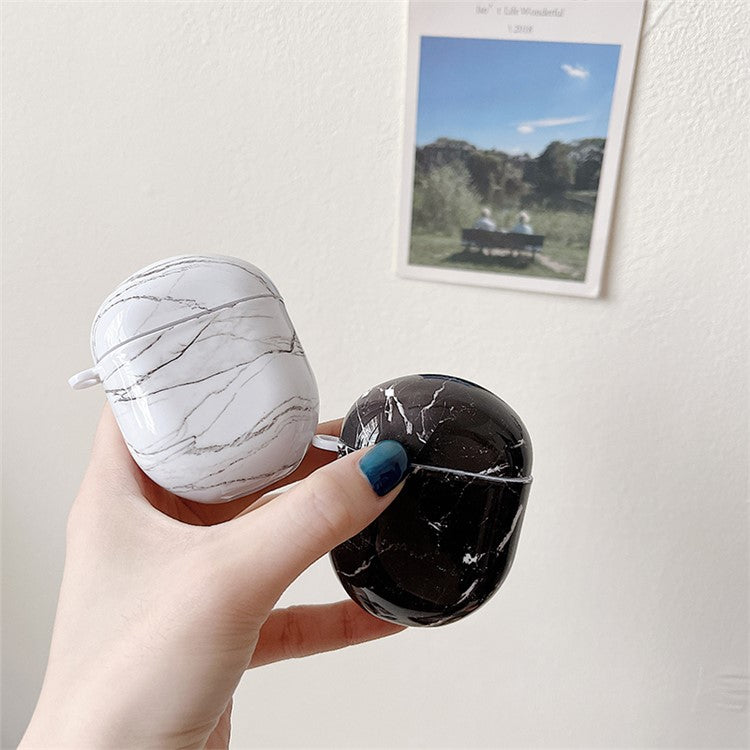 For Xiaomi Redmi Buds 4 Hard PC Marble Pattern Water Transfer Printing Earphone Charging Case Anti-drop Protective Cover - White Marble