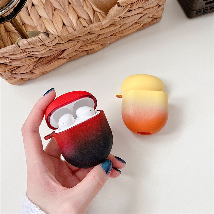 For Xiaomi Redmi Buds 4 Stylish Gradient Hard PC Anti-drop Matte Bluetooth Earphone Case Charging Box - Red / Black