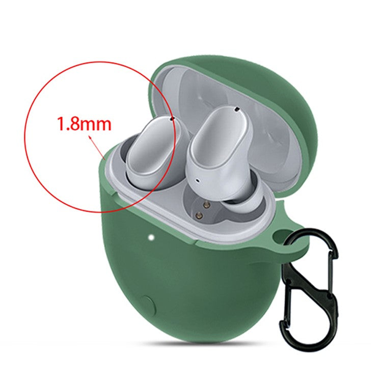 TWS Earphone Silicone Sleeve for Poco Buds Pro, Soft Protection Cover Case with Anti-lost Buckle - Blackish Green