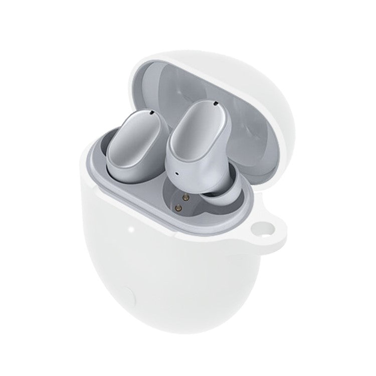 TWS Earphone Silicone Sleeve for Poco Buds Pro, Soft Protection Cover Case with Anti-lost Buckle - White