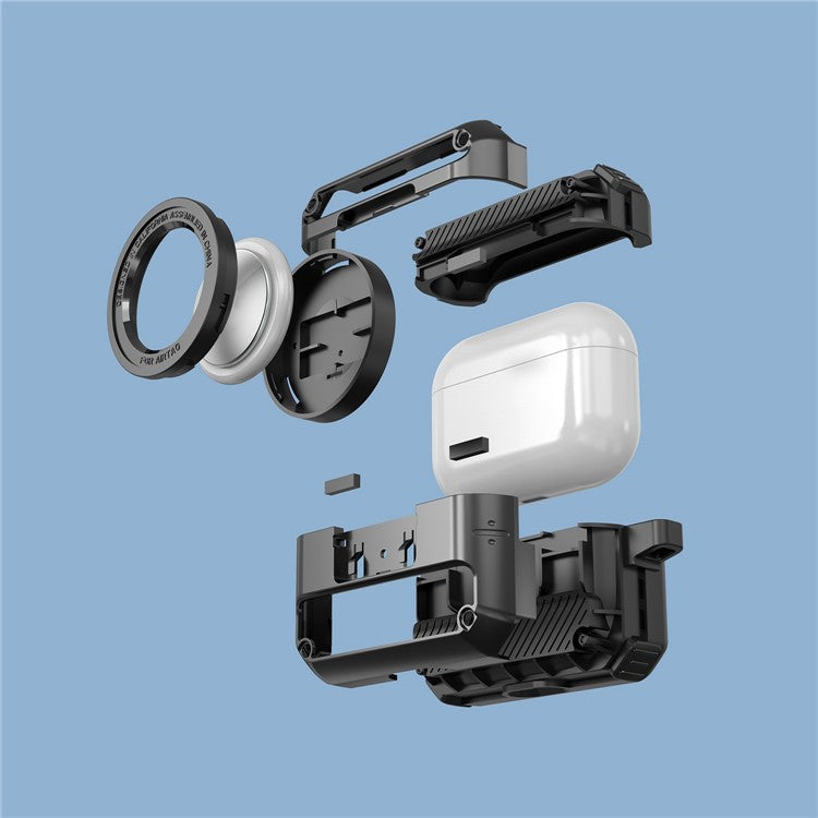 2 in 1 Protective Case for AirPods 3+AirTag Auto Spring Opening Bluetooth Earbuds Cover with Anti-Lost Hook - Red