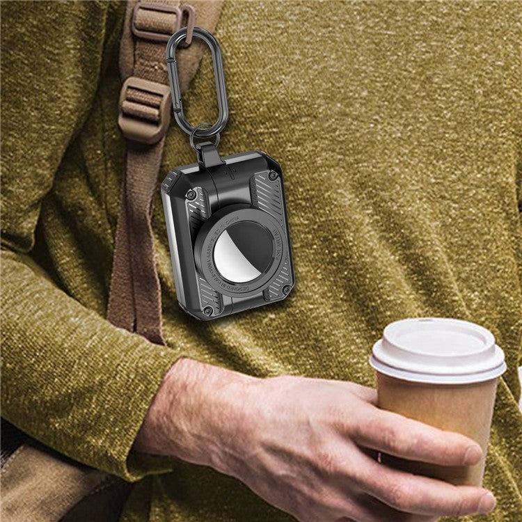 2 in 1 Protective Case for AirPods 3+AirTag Auto Spring Opening Bluetooth Earbuds Cover with Anti-Lost Hook - Dark Green