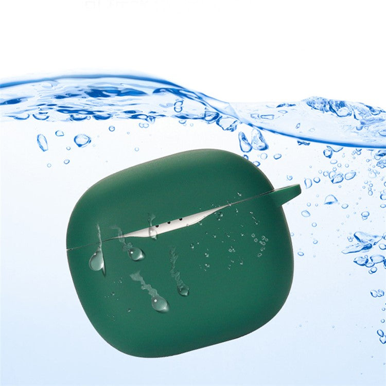 For JBL TUNE120 / 125TWS Silicone Cover Bluetooth TWS Earphone Protective Sleeve Case with Anti-lost Buckle - Blackish Green