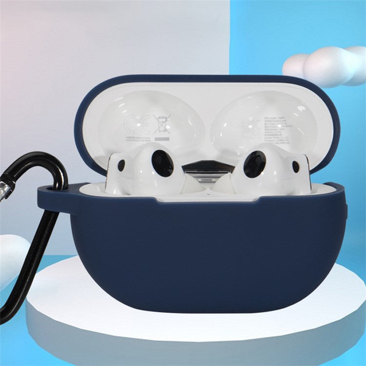 For Huawei FreeBuds Pro 2 Bluetooth Earphone Anti-scratch Silicone Case Protective Cover with Anti-lost Buckle - Midnight Blue