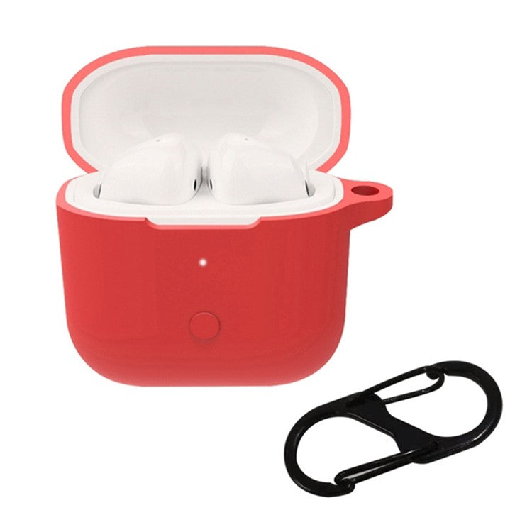 For Redmi Buds 3 Wireless Bluetooth Earphones Silicone Cover Protective Sleeve Case with Anti-lost Buckle - Red