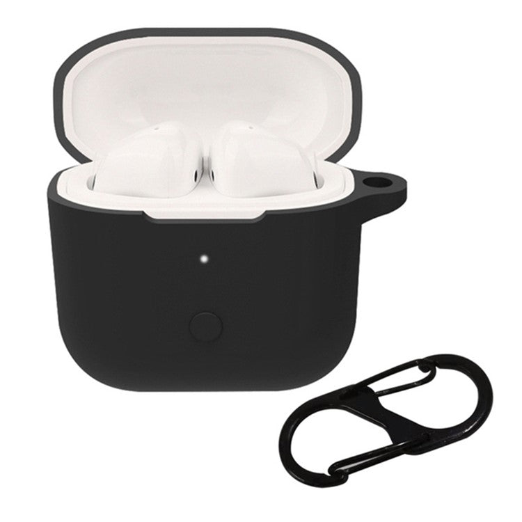 For Redmi Buds 3 Wireless Bluetooth Earphones Silicone Cover Protective Sleeve Case with Anti-lost Buckle - Black