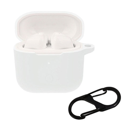 For Redmi Buds 3 Wireless Bluetooth Earphones Silicone Cover Protective Sleeve Case with Anti-lost Buckle - White