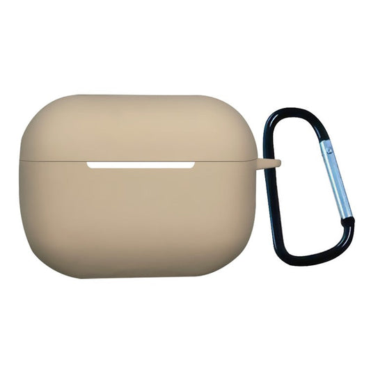 For AirPods Pro 2 1.3mm Soft Silicone Bluetooth Earphones Protective Case Anti-Fall Cover with Anti-Lost Buckle - Milk Tea Color