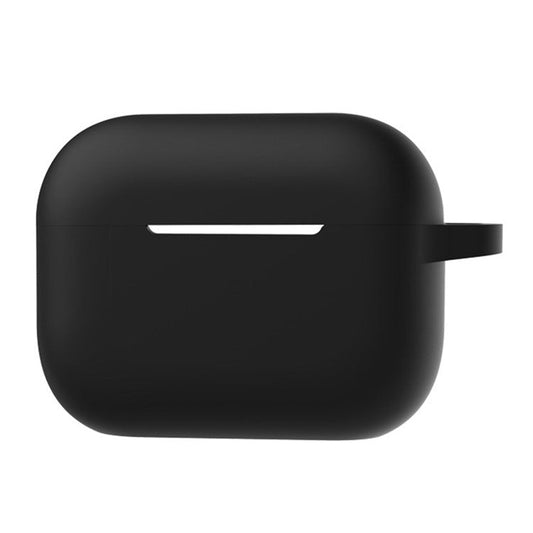A1 For AirPods Pro 2 Silicone Protective Case Bluetooth Earphone Flat Bottom Anti-drop Cover with Ring Buckle - Black