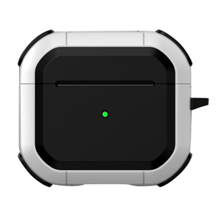 For AirPods Pro 2 Carbon Charging Case Cover Bluetooth Earbuds Protector Shockproof Cover Dual Color TPU+PC Case with Buckle - White