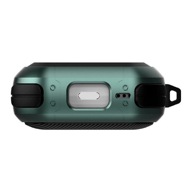 For AirPods Pro 2 Carbon Charging Case Cover Bluetooth Earbuds Protector Shockproof Cover Dual Color TPU+PC Case with Buckle - White