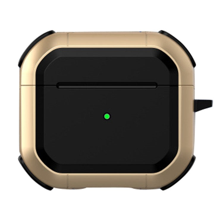 For AirPods Pro 2 Carbon Charging Case Cover Bluetooth Earbuds Protector Shockproof Cover Dual Color TPU+PC Case with Buckle - Gold