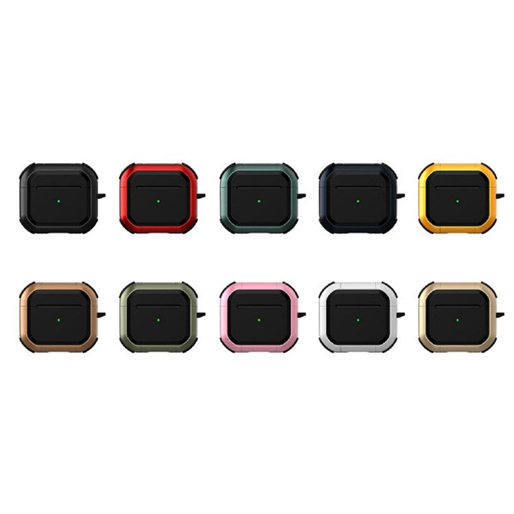 For AirPods Pro 2 Carbon Charging Case Cover Bluetooth Earbuds Protector Shockproof Cover Dual Color TPU+PC Case with Buckle - Gold
