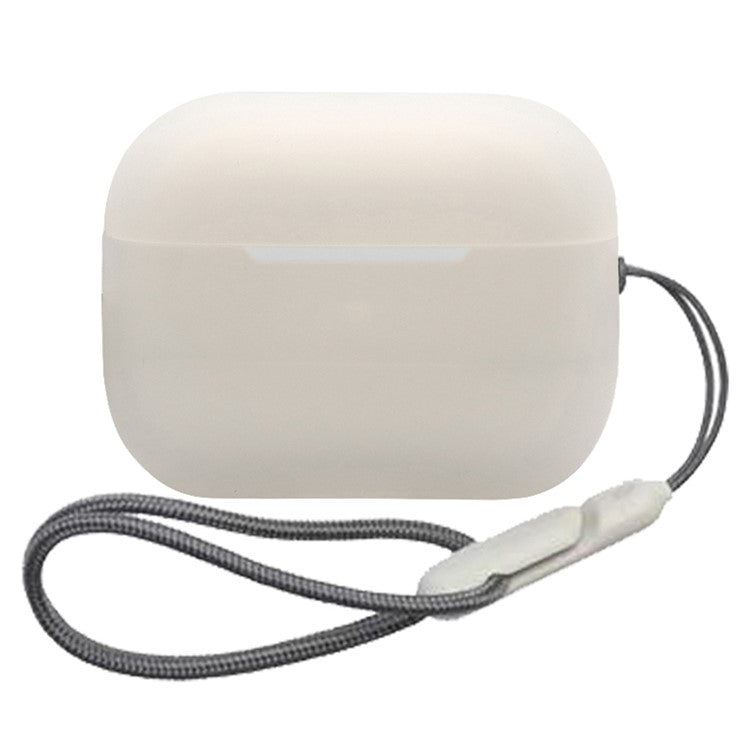 For AirPods Pro 2 Soft Silicone Case Full Protection Anti-Dust Earphone Cover with Anti-Lost Lanyard - Transparent