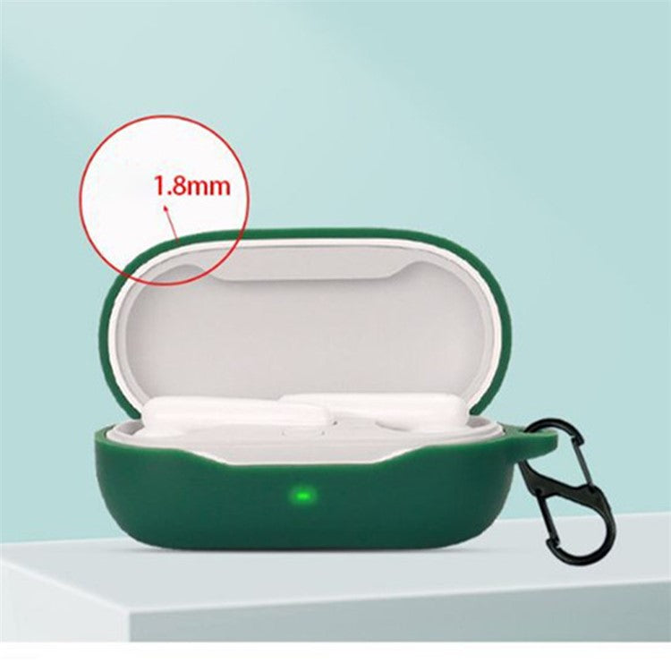 Drop Protection Case for Huawei FreeBuds SE Earphone Charging Box, Silicone Soft Cover with Carrying Buckle - Black