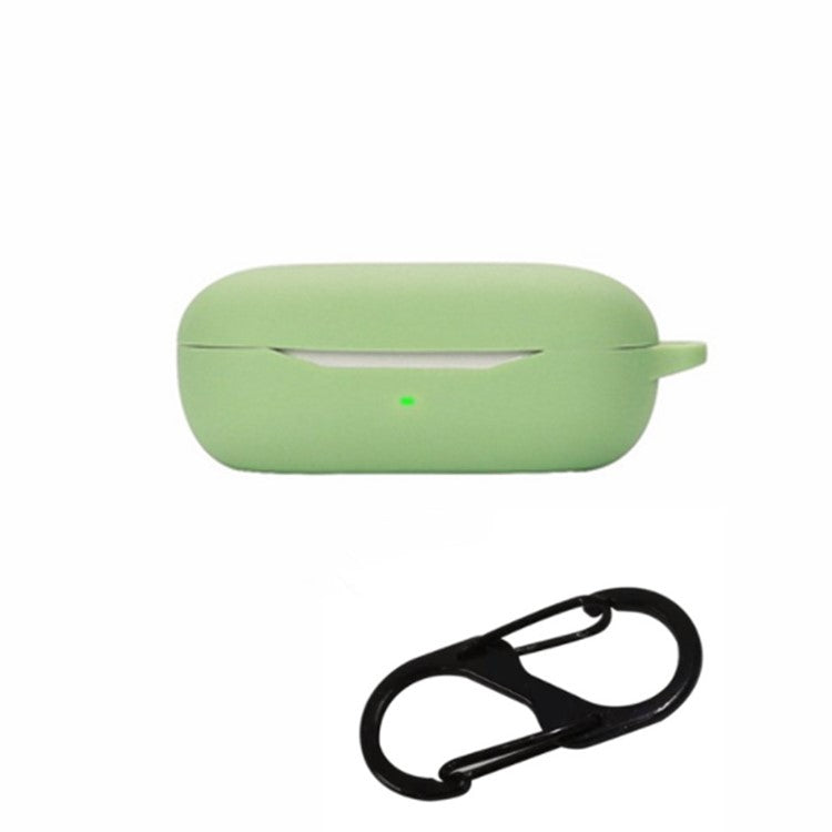Drop Protection Case for Huawei FreeBuds SE Earphone Charging Box, Silicone Soft Cover with Carrying Buckle - Matcha Green