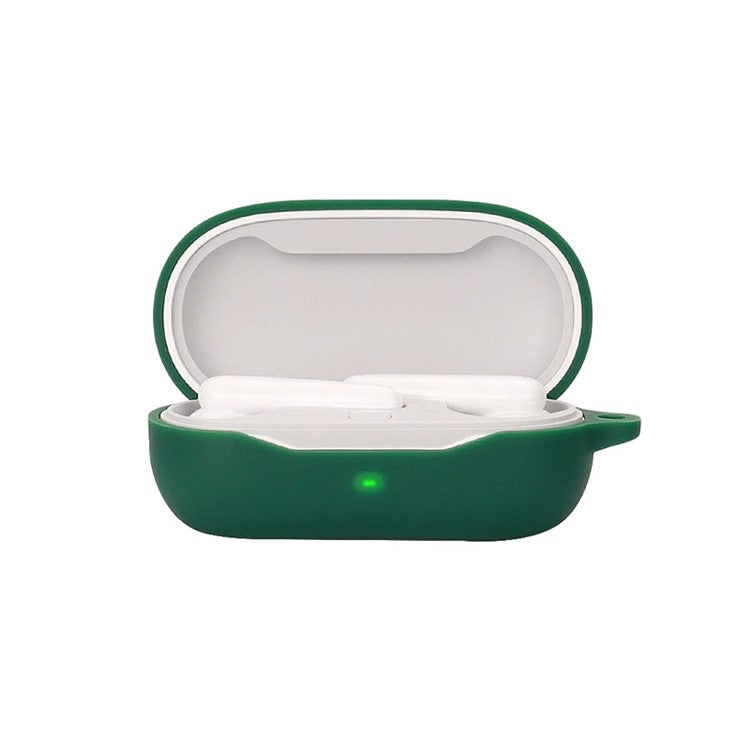 Drop Protection Case for Huawei FreeBuds SE Earphone Charging Box, Silicone Soft Cover with Carrying Buckle - Matcha Green