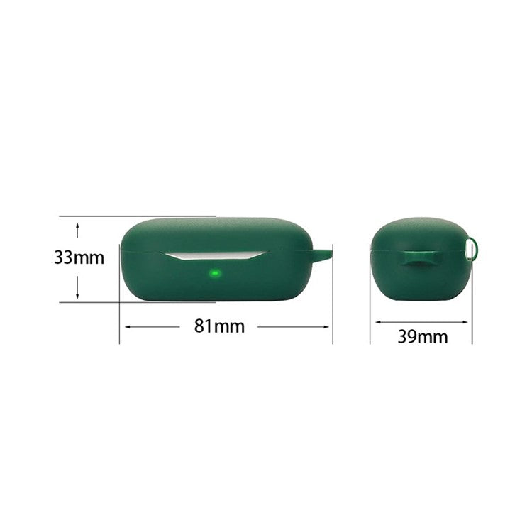 Drop Protection Case for Huawei FreeBuds SE Earphone Charging Box, Silicone Soft Cover with Carrying Buckle - Matcha Green
