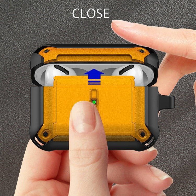 For Apple AirPods Pro Charging Case Cover Dual Color Protective Cover Slide Open TPU+PC Case - Black / Yellow