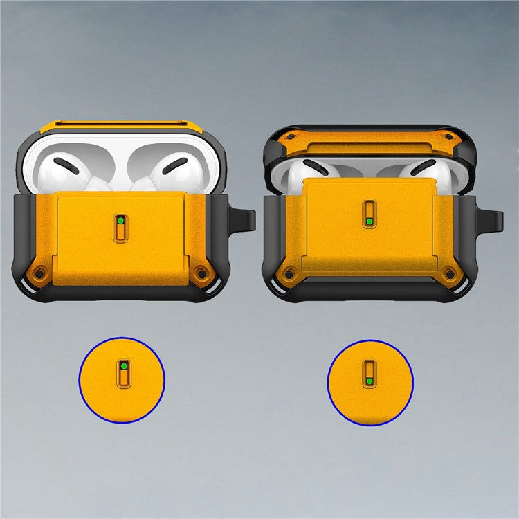 For Apple AirPods Pro Charging Case Cover Dual Color Protective Cover Slide Open TPU+PC Case - Black / Yellow