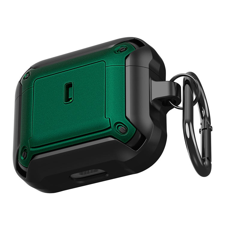 For Apple AirPods 3 Charging Case Cover Drop Proof Dual Color Protective Cover Slide Open TPU+PC Case - Black  /  Green