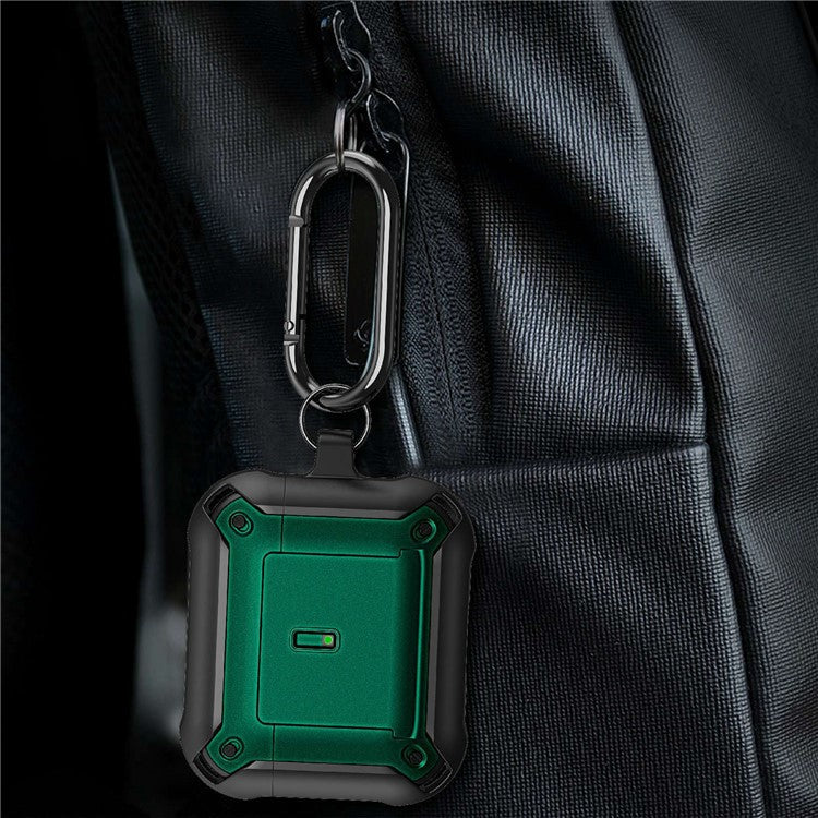 For Apple AirPods 3 Charging Case Cover Drop Proof Dual Color Protective Cover Slide Open TPU+PC Case - Black  /  Green