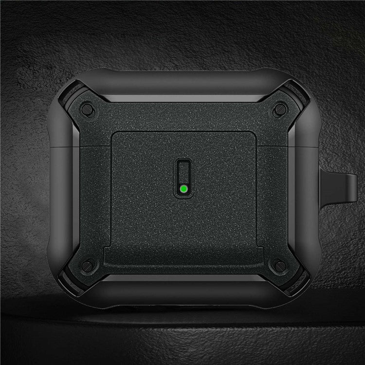 For Apple AirPods 3 Charging Case Cover Drop Proof Dual Color Protective Cover Slide Open TPU+PC Case - Black