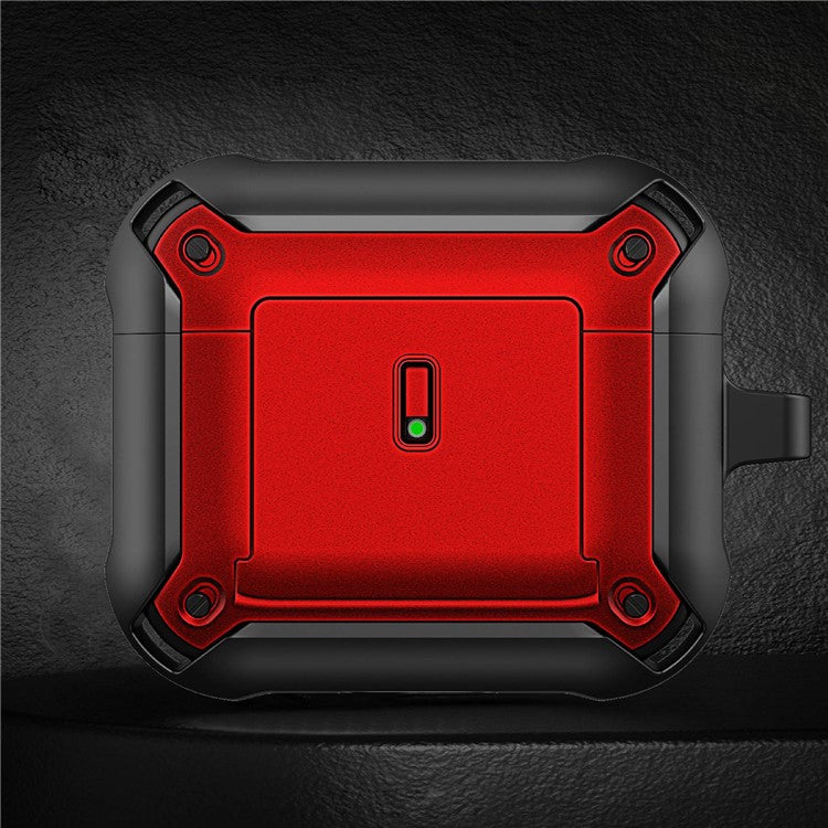 For Apple AirPods 3 Charging Case Cover Drop Proof Dual Color Protective Cover Slide Open TPU+PC Case - Black  /  Red