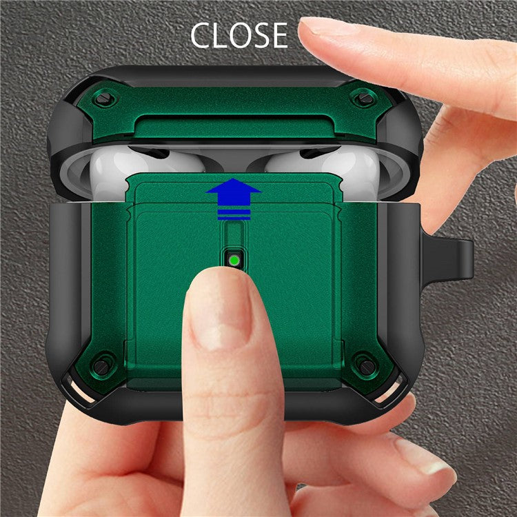 For Apple AirPods 3 Charging Case Cover Drop Proof Dual Color Protective Cover Slide Open TPU+PC Case - Black  /  Red