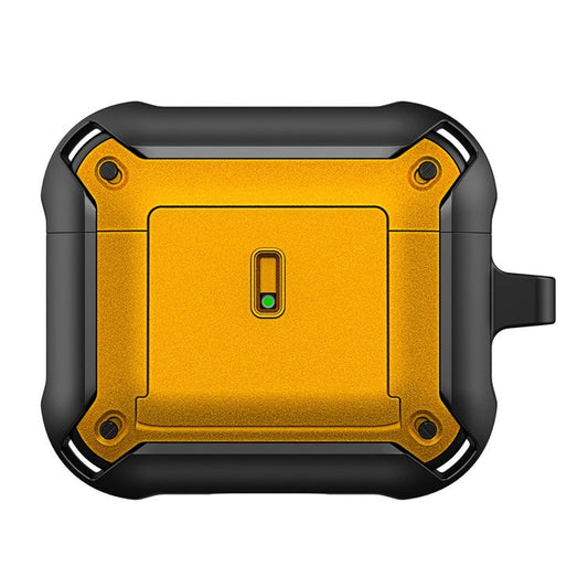 For Apple AirPods 3 Charging Case Cover Drop Proof Dual Color Protective Cover Slide Open TPU+PC Case - Black  /  Yellow