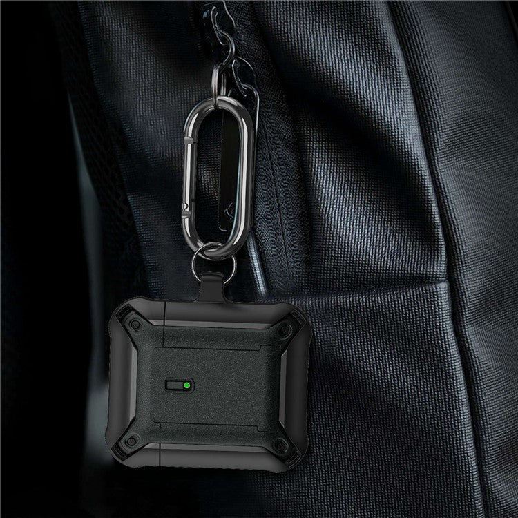 For Apple AirPods with Charging Case (2016)  /  (2019)  /  AirPods with Wireless Charging Case (2019) Dual Color Protective Cover Slide Open TPU+PC Case - Black / Red