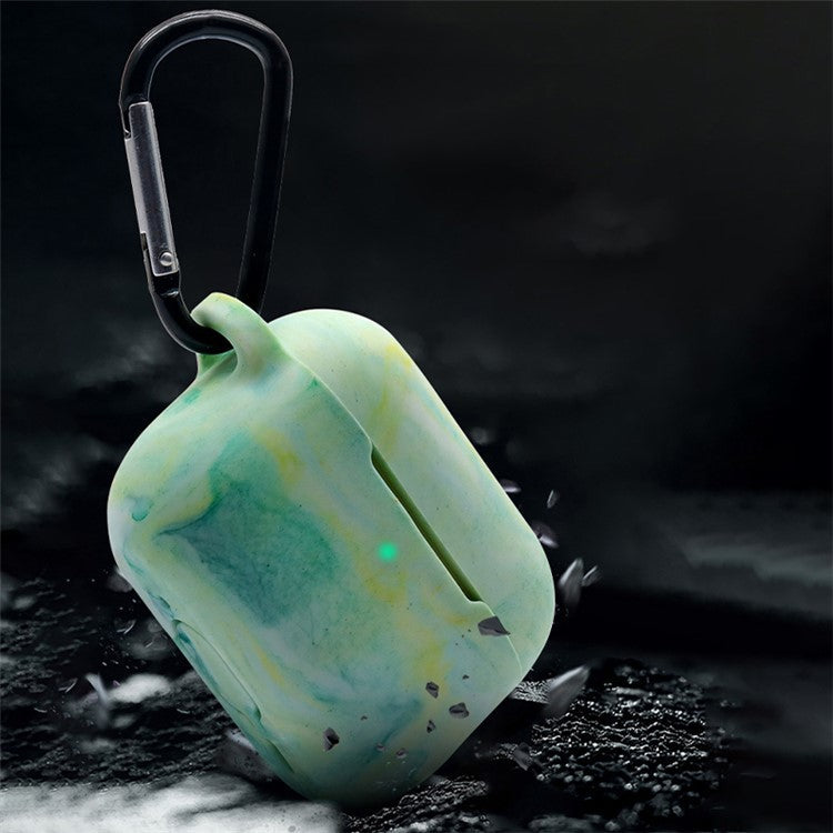 For AirPods Pro 2 Stylish Soft Silicone Protective Case Bluetooth Earphone Drop-proof Cover with Carabiner - Purple