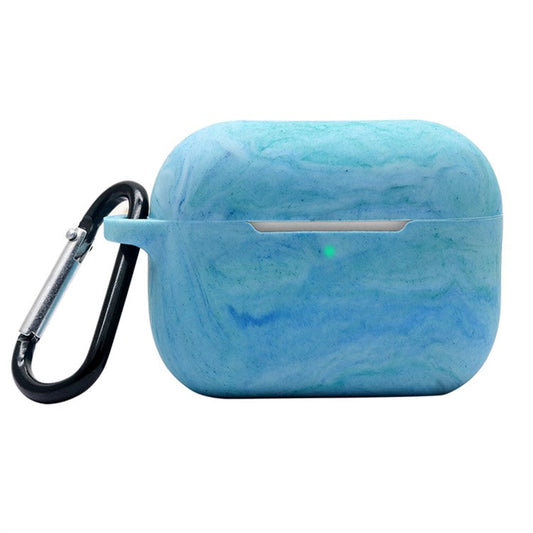 For AirPods Pro 2 Stylish Soft Silicone Protective Case Bluetooth Earphone Drop-proof Cover with Carabiner - Blue