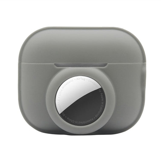 For Apple AirPods Pro 2 + for AirTag 2-in-1 Silicone Protective Cover Anti-drop Case (without Hanging Rope) - Grey