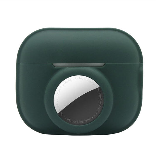 For Apple AirPods Pro 2 + for AirTag 2-in-1 Silicone Protective Cover Anti-drop Case (without Hanging Rope) - Blackish Green