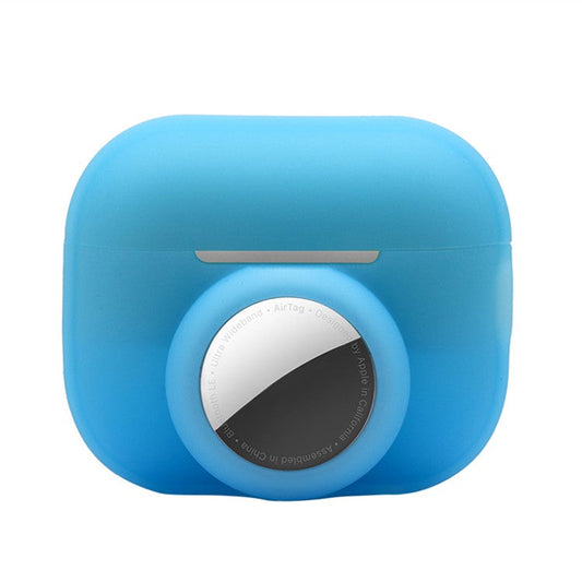 For Apple AirPods Pro 2 + for AirTag 2-in-1 Silicone Protective Cover Anti-drop Case (without Hanging Rope) - Fluorescent Blue