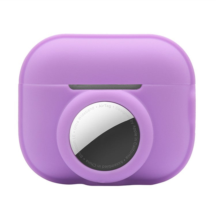 For Apple AirPods Pro 2 + for AirTag 2-in-1 Silicone Protective Cover Anti-drop Case (without Hanging Rope) - Purple