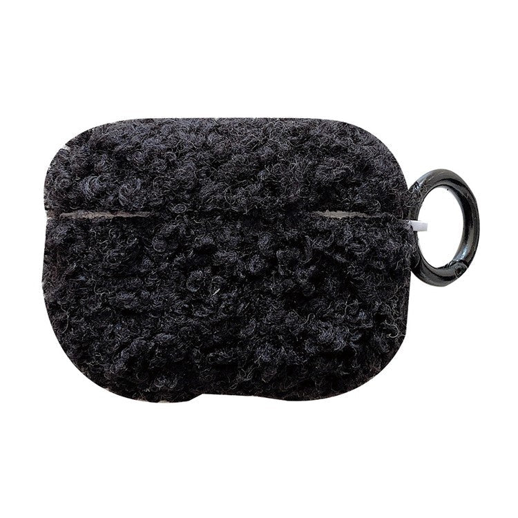 Fluff + TPU Cover for Apple AirPods Pro Charging Case Cover Bluetooth Headset Protector with Buckle - Black